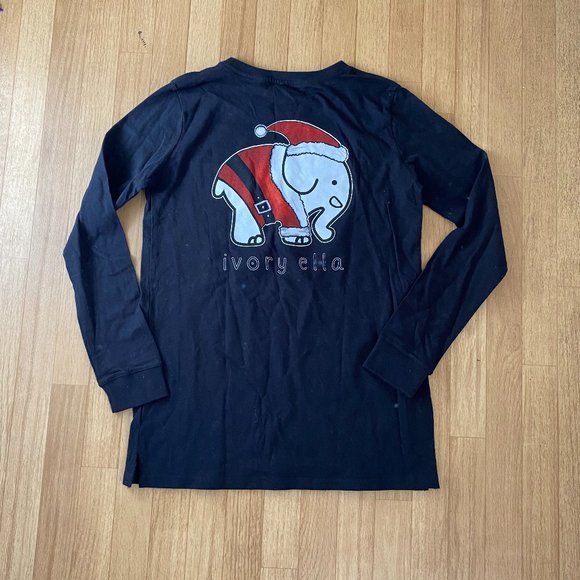 S O L D !!! IVORY ELLA Save The Elephants Christmas Long Sleeves T-Shirt Size M - Picture 2 of 2